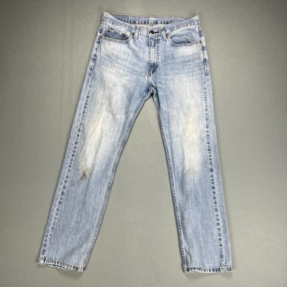 Levi's Jeans Mens 34x34 505 Light Wash Denim Fading/Stains From Use 100% Cotton